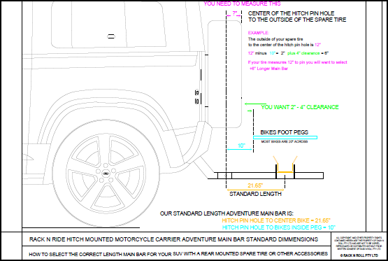 Adventure Carrier SUV with rear tyre Main Bar diagram