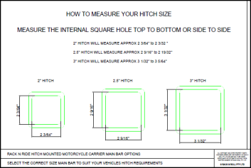Rack N Ride Measure your Hitch Size diagram Rack N Ride Measure your Hitch Size diagram