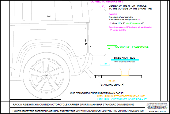 Sports Carrier SUV with rear tyre Main Bar diagram