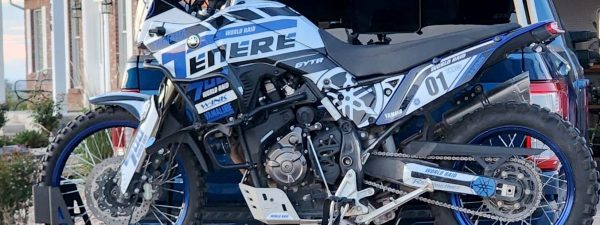 Yamaha Ténéré 700 World Raid with GYTR® tied down on top of Rack N Ride ADV motorcycle carrier