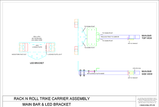 Main Bar and LED Bracket for eTrike carrier