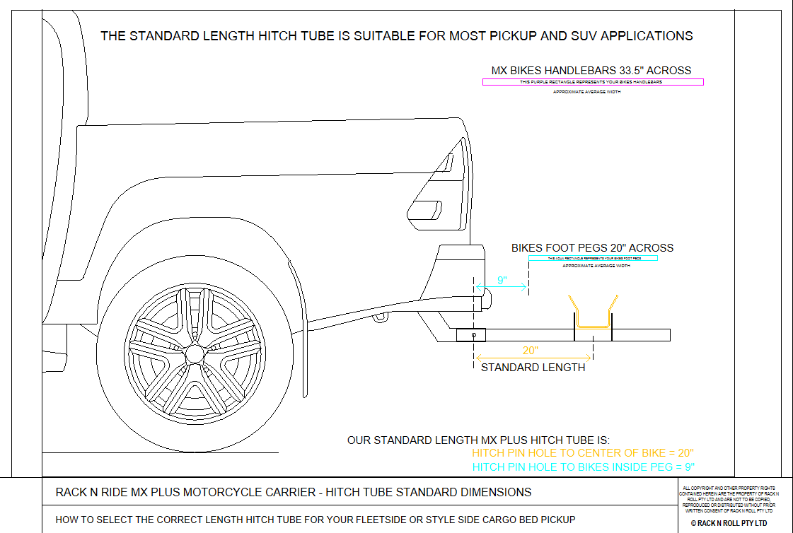 Rack N Ride MX Plus Carrier pickup fitment dimensions